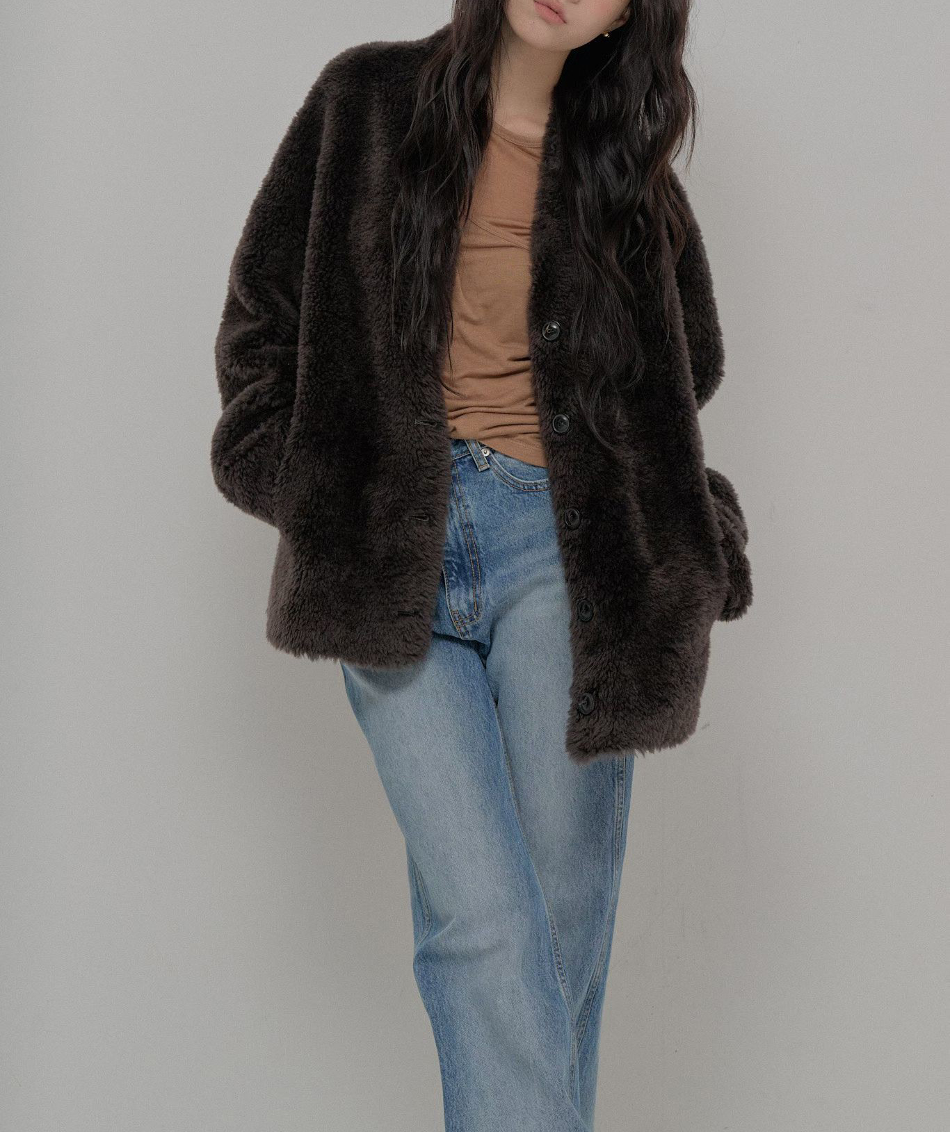 B51.小奢華女孩V毛毛外套