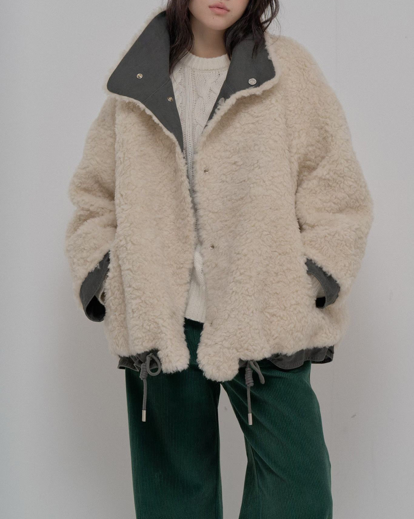 B54.正反2WAY率性女孩毛毛外套