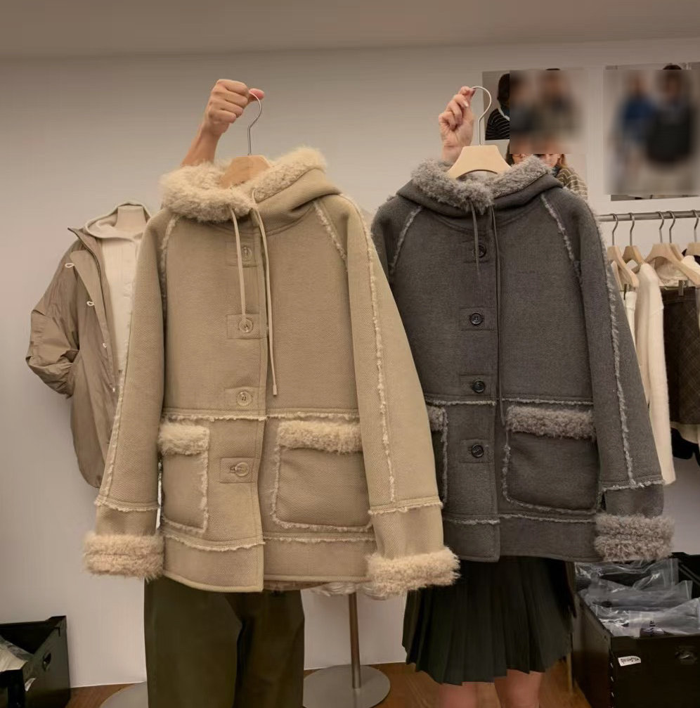 B44.復古女孩麂皮羊毛外套