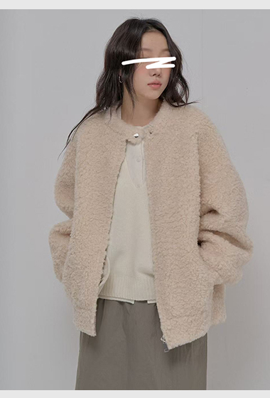 B59.擁抱泰迪熊無領拉鏈外套