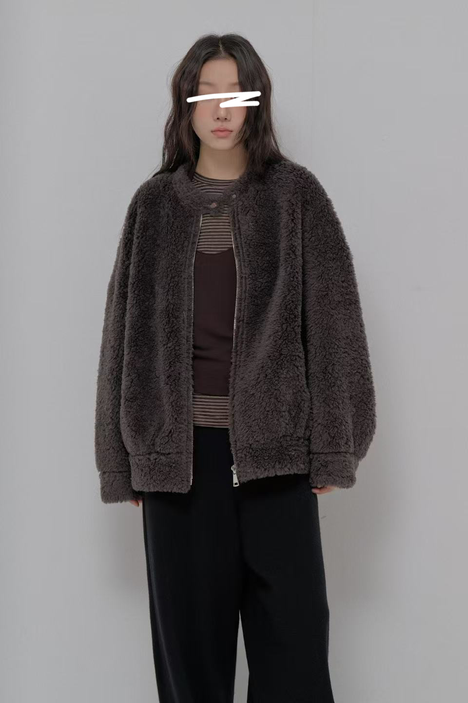 B59.擁抱泰迪熊無領拉鏈外套