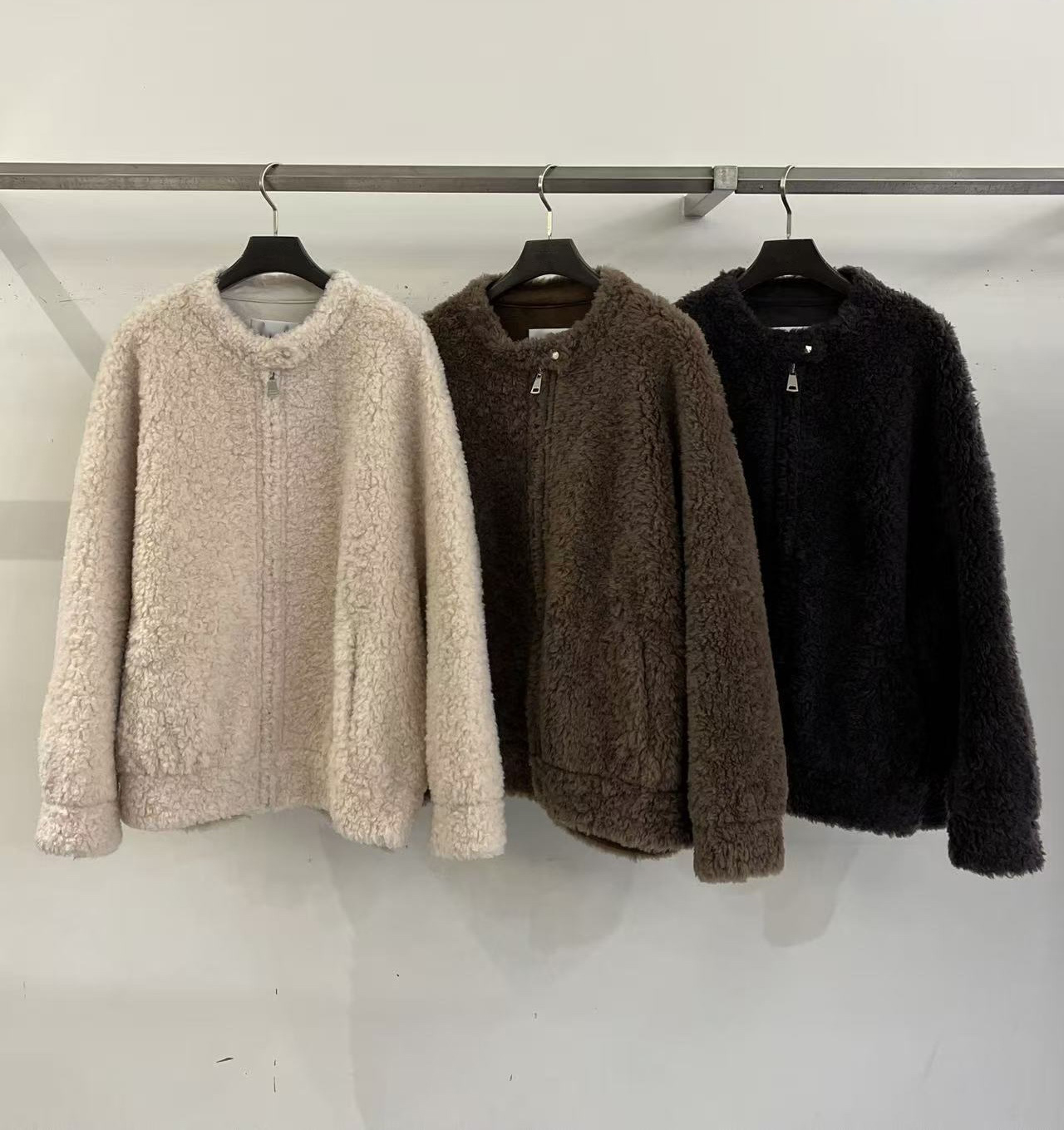 B59.擁抱泰迪熊無領拉鏈外套