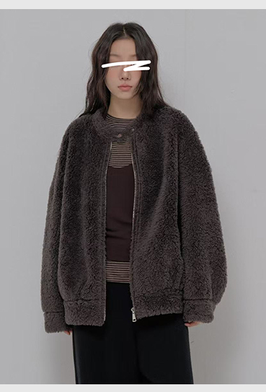 B59.擁抱泰迪熊無領拉鏈外套