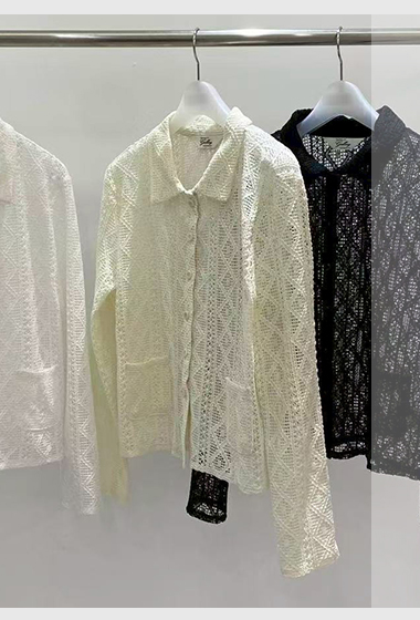 B49.G牌雙口袋蕾絲襯衫