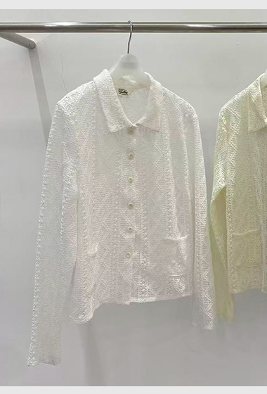 B49.G牌雙口袋蕾絲襯衫