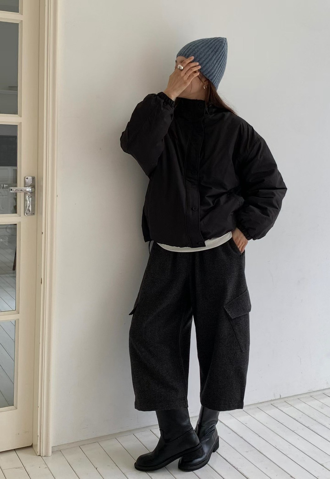 B62.簡約休閒排釦防風外套