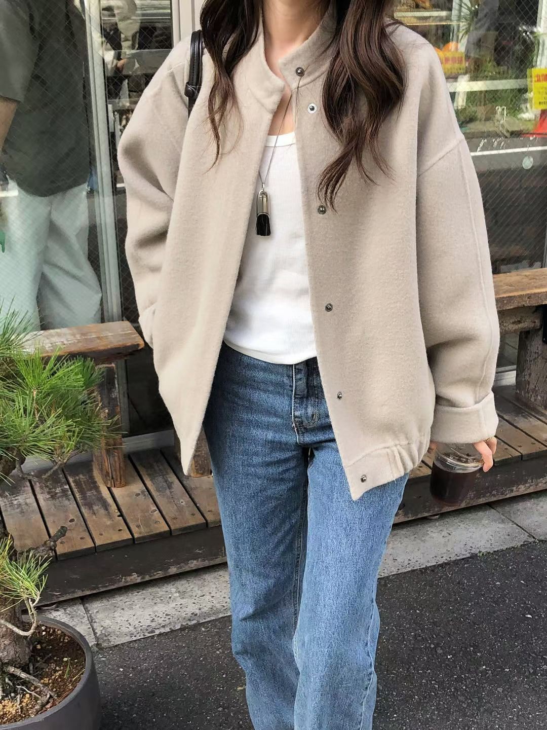 A30.大V家棒球領手工短大衣