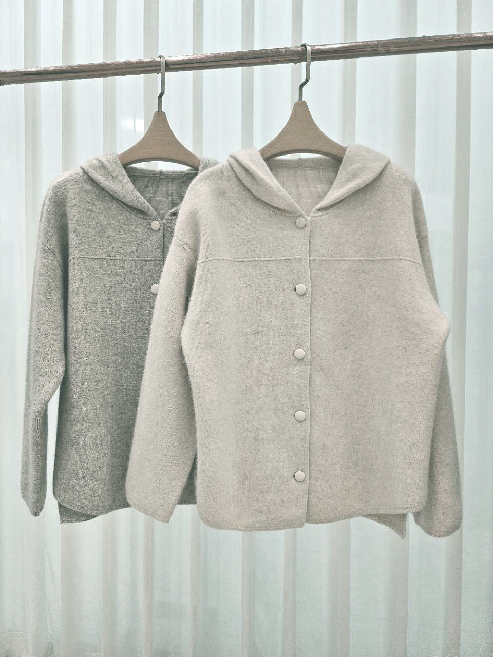 B36.星星家俏皮浣熊羊毛混紡連帽外套