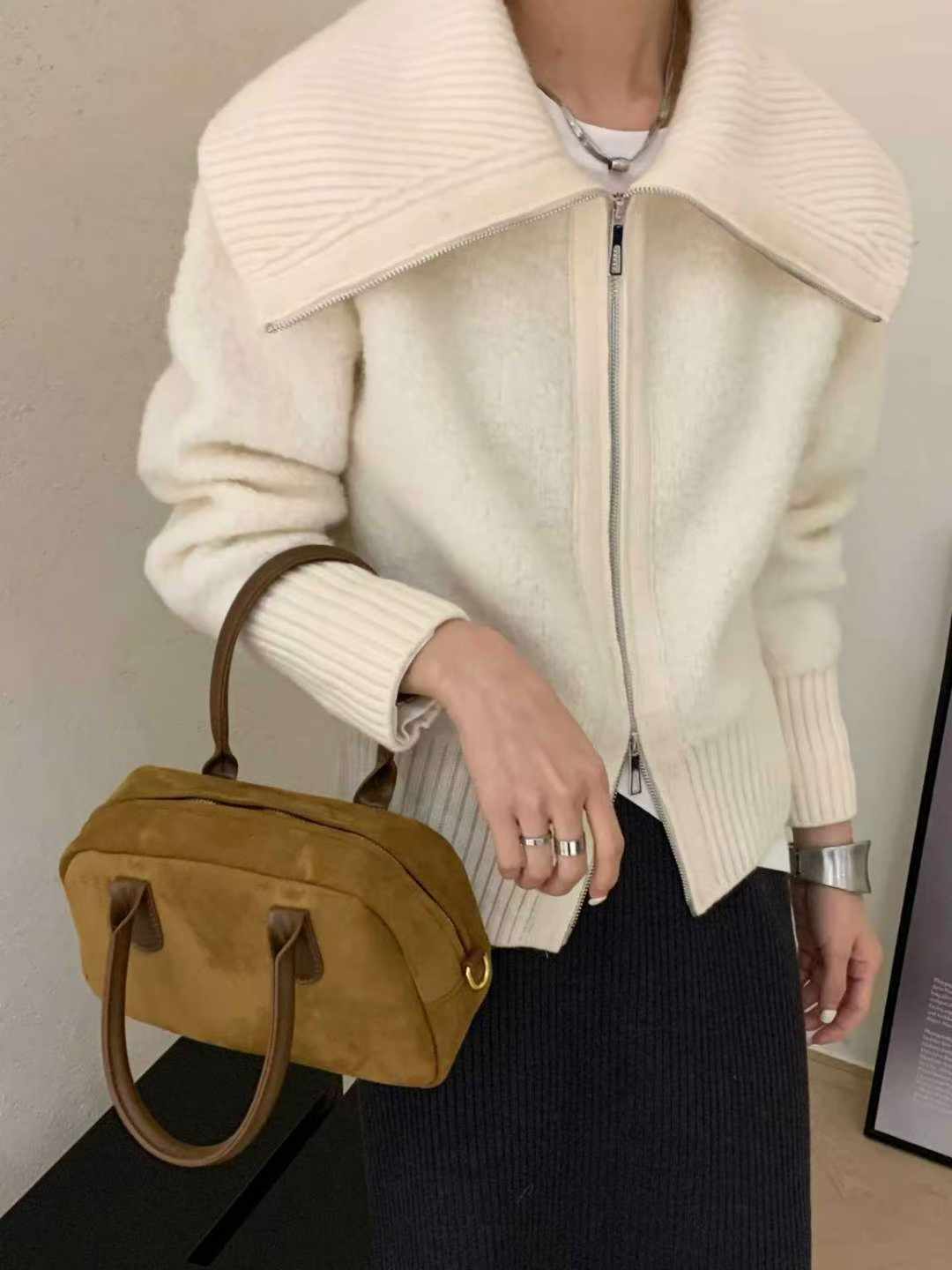 B84.可可家氣勢大翻領羊毛外套