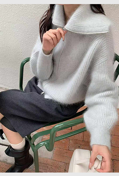 B85.可可家坑條大翻領羊毛外套