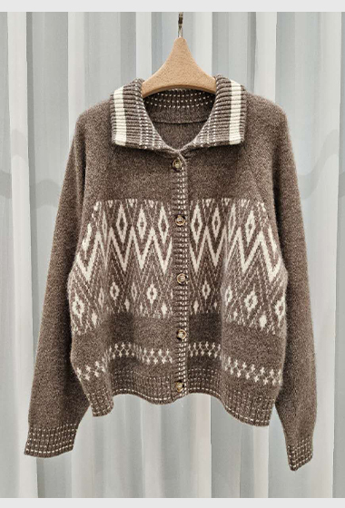 A89.星星家100%YAK菱形圖騰毛衣外套