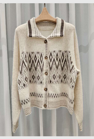 A89.星星家100%YAK菱形圖騰毛衣外套