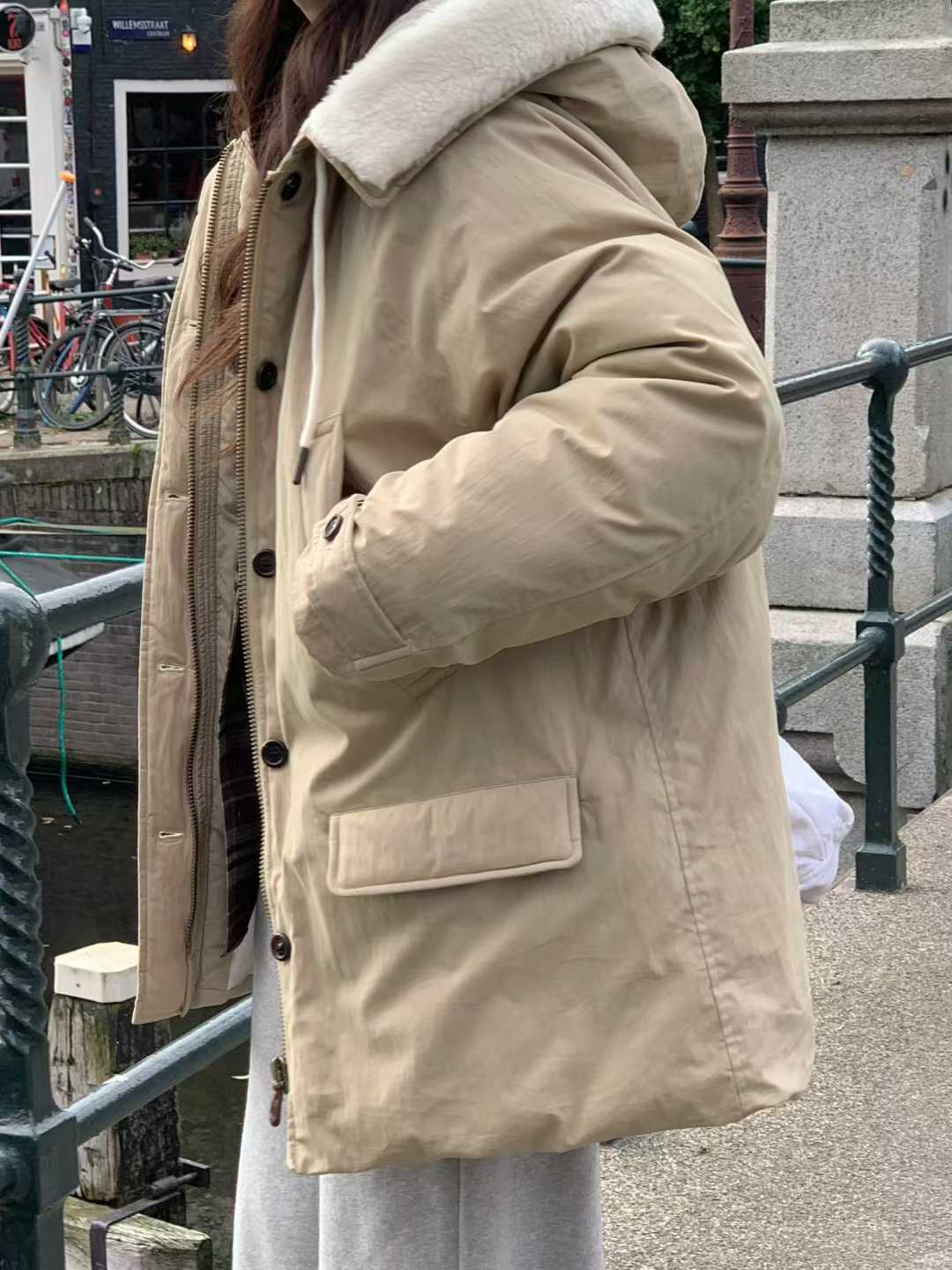 B16.小V家可愛翻領毛毛鴨絨外套