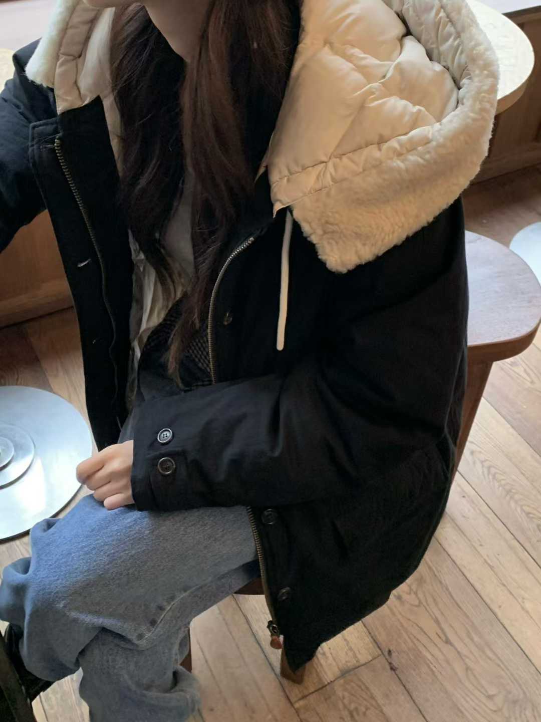 B16.小V家可愛翻領毛毛鴨絨外套