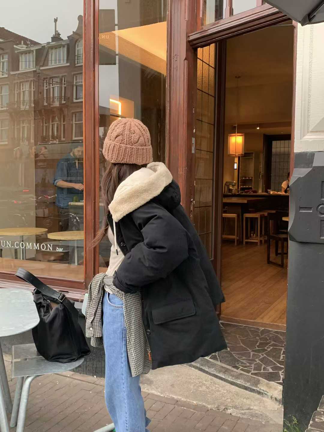 B16.小V家可愛翻領毛毛鴨絨外套