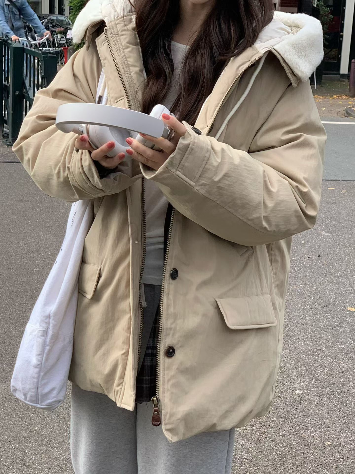 B16.小V家可愛翻領毛毛鴨絨外套