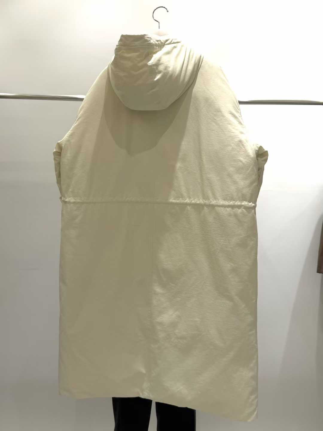 B84.質感家追雪鵝絨連帽長版外套