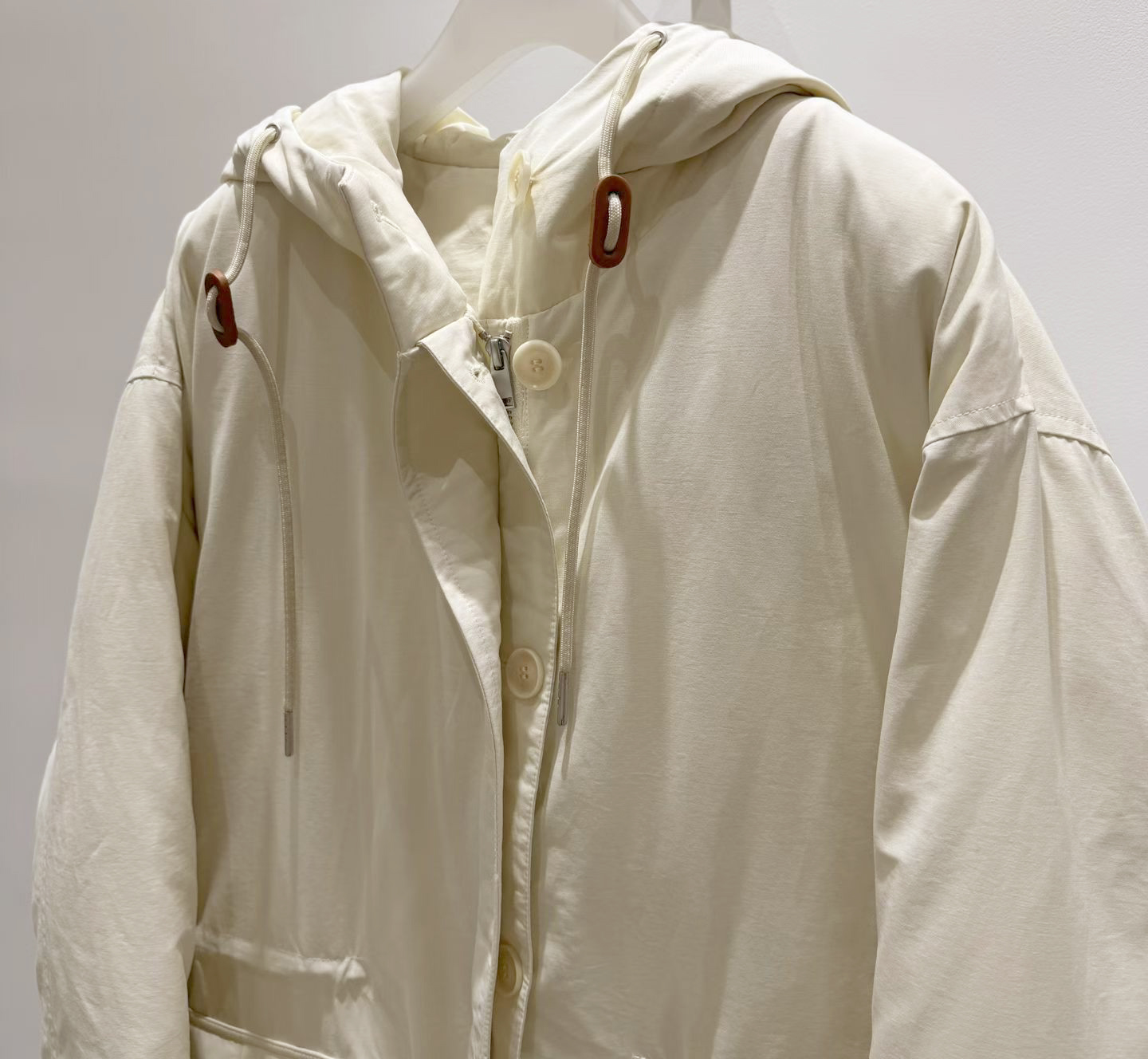 B84.質感家追雪鵝絨連帽長版外套