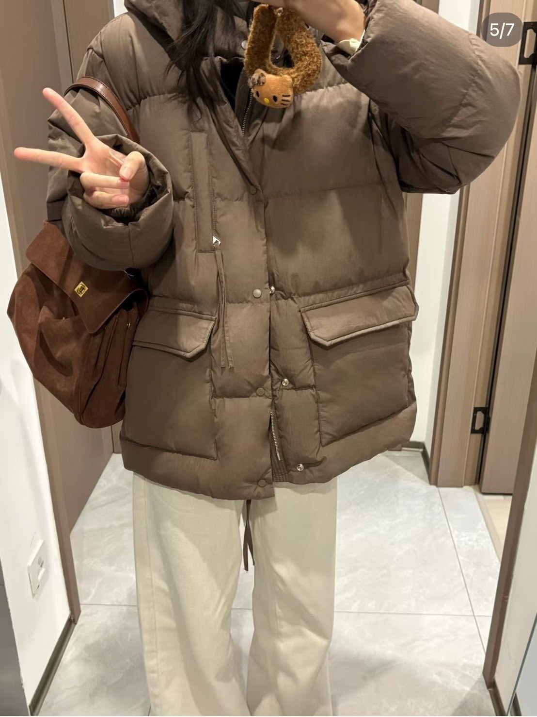 質感家保暖帽可拆鵝絨中長外套