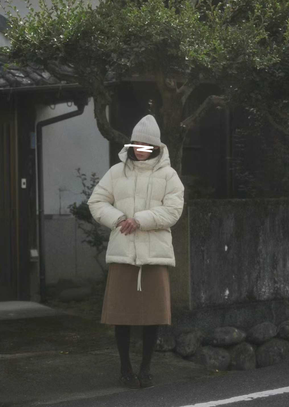 B83.質感家保暖帽可拆鵝絨中長外套