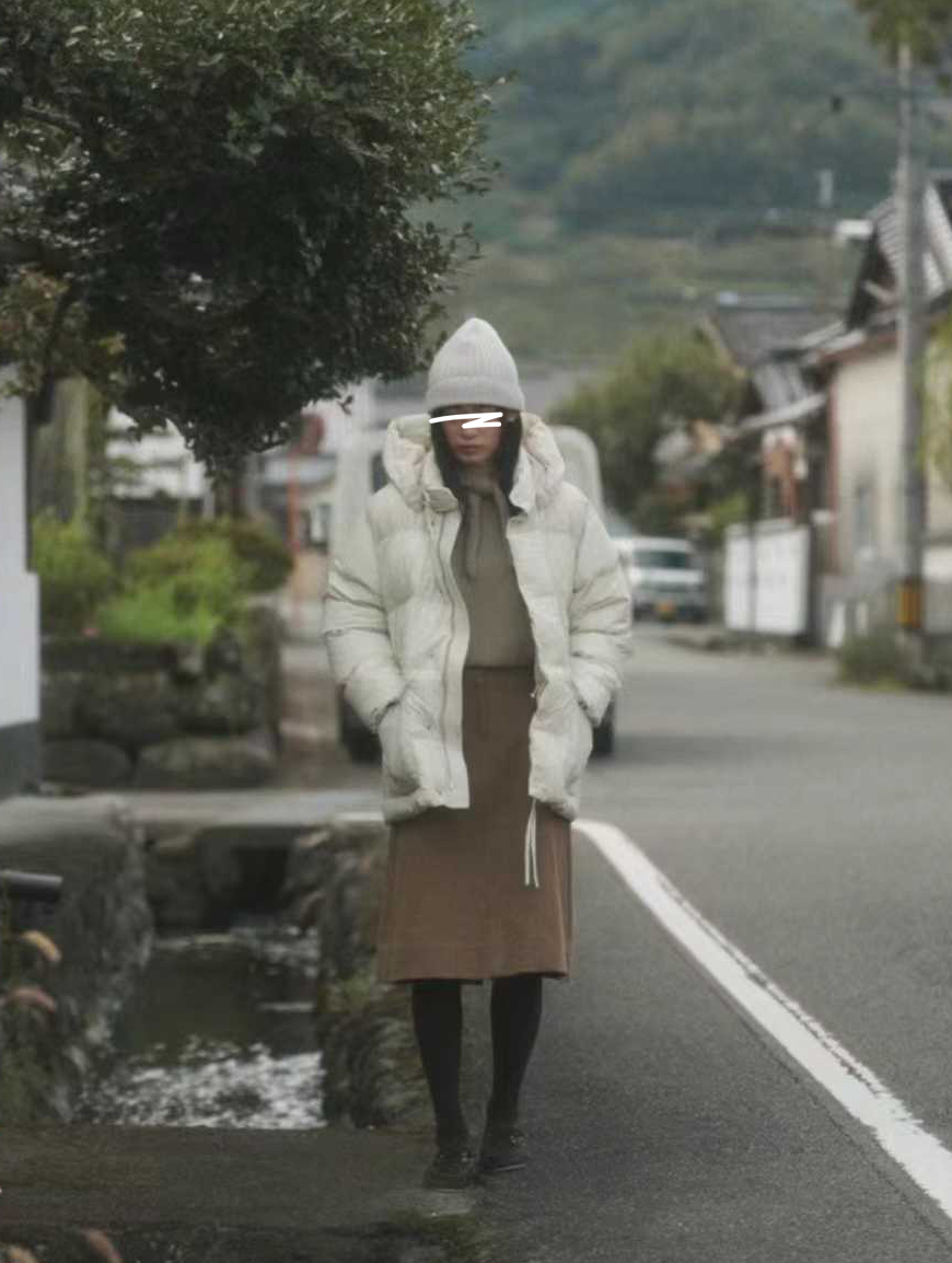 B83.質感家保暖帽可拆鵝絨中長外套