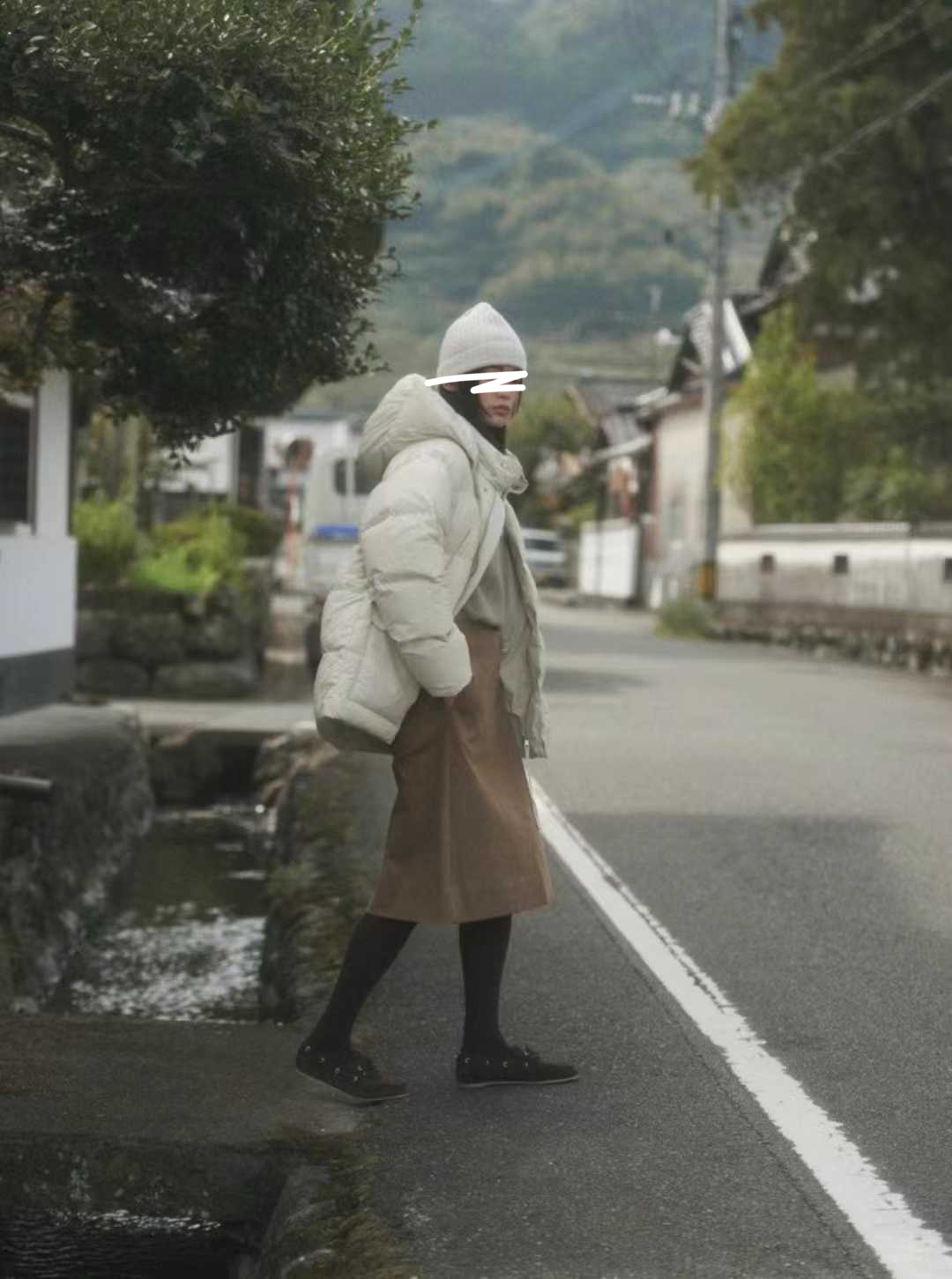 B83.質感家保暖帽可拆鵝絨中長外套