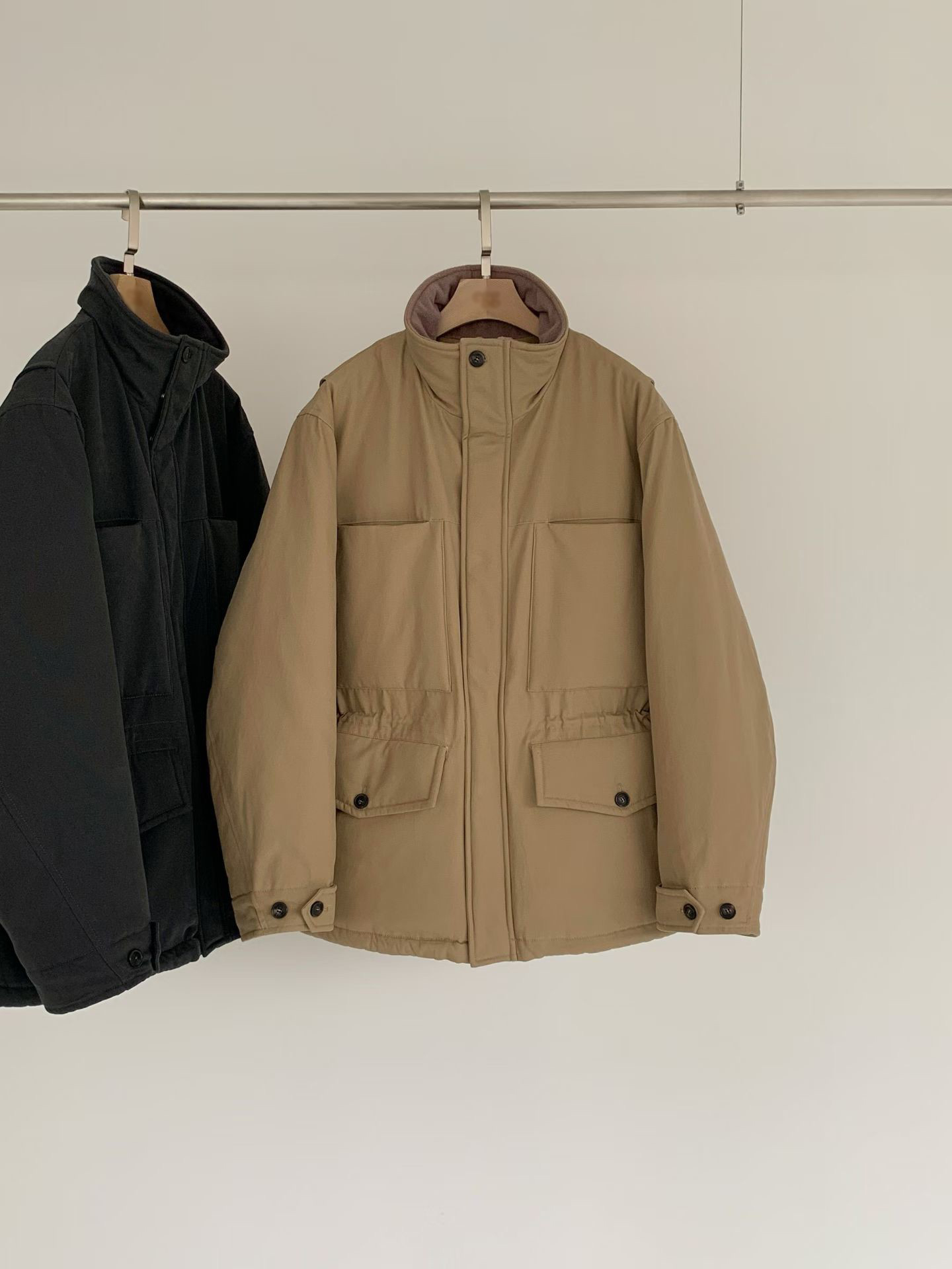 B18.女孩大口袋工裝立領鵝絨外套