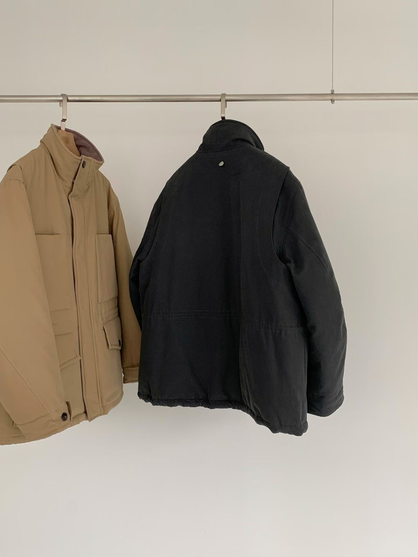 B18.女孩大口袋工裝立領鵝絨外套