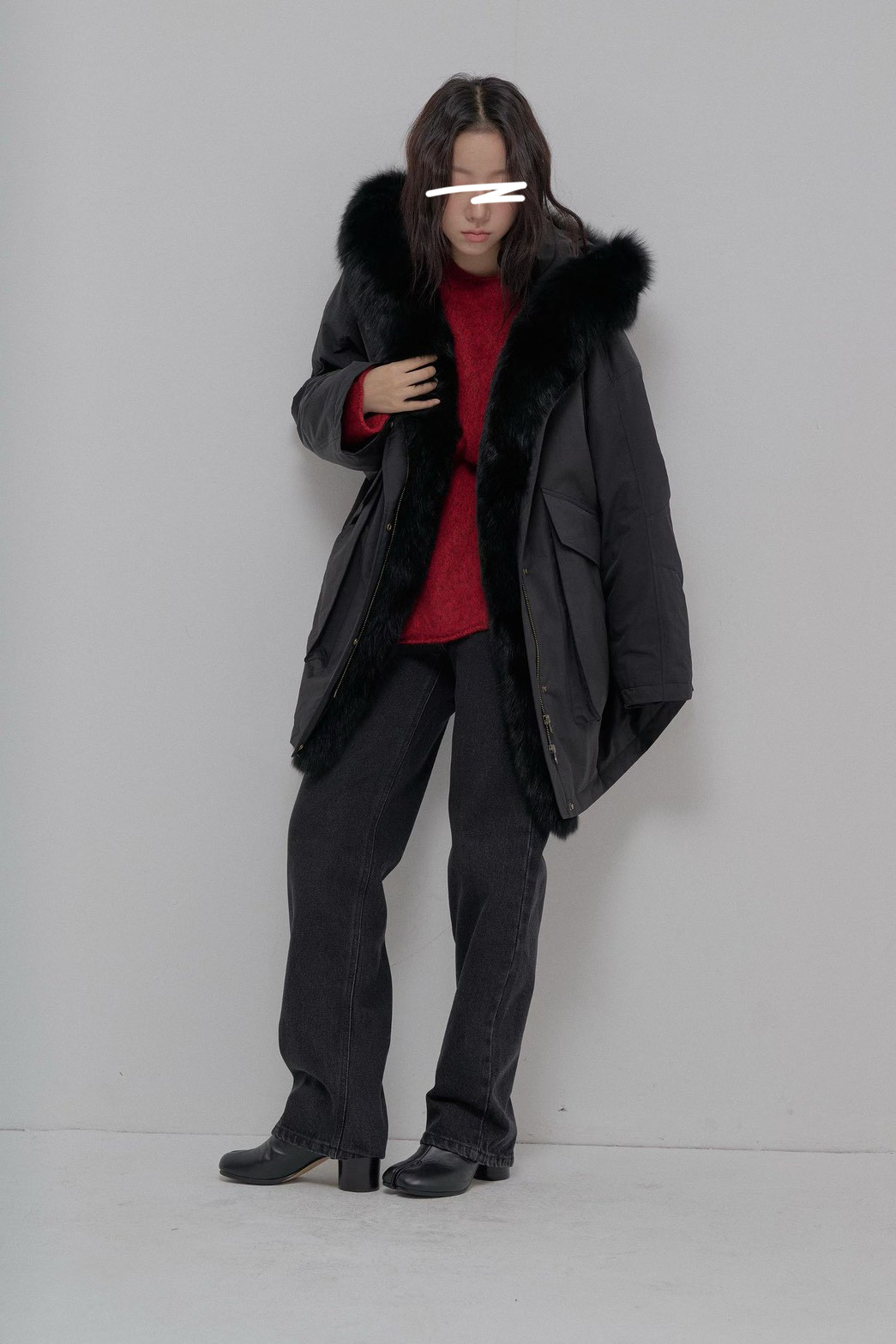 B93.彭湃狐狸毛軍風鵝絨保暖外套