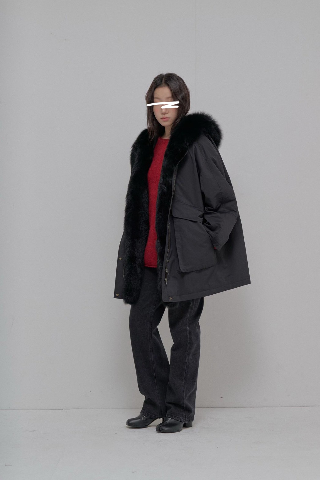 B93.彭湃狐狸毛軍風鵝絨保暖外套