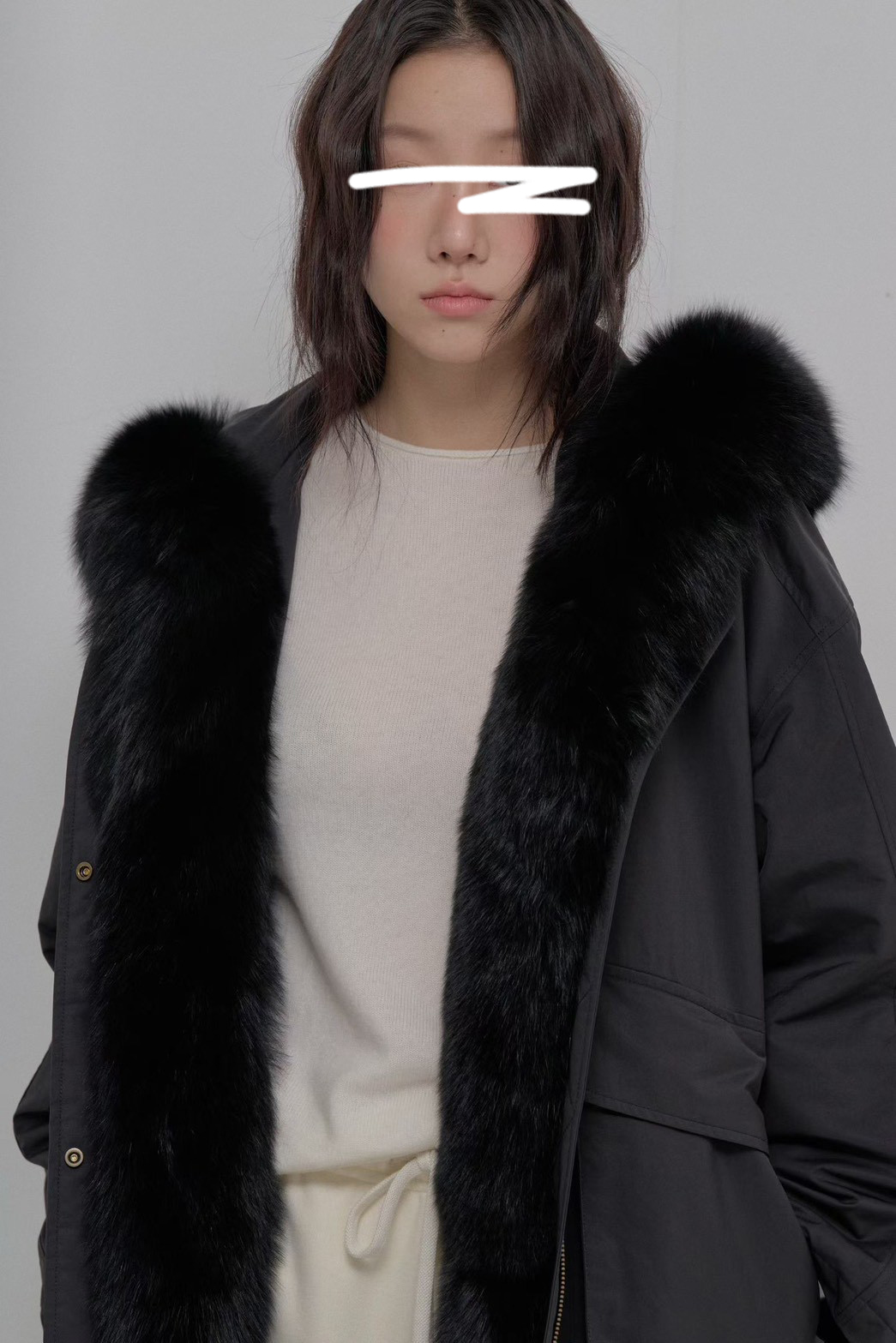 B93.彭湃狐狸毛軍風鵝絨保暖外套