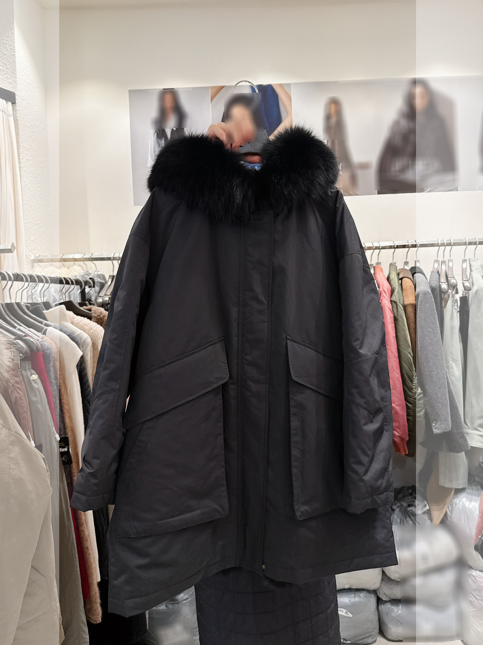 B93.彭湃狐狸毛軍風鵝絨保暖外套