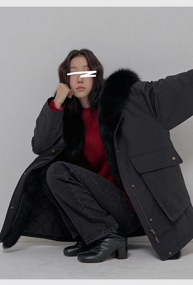 B93.彭湃狐狸毛軍風鵝絨保暖外套