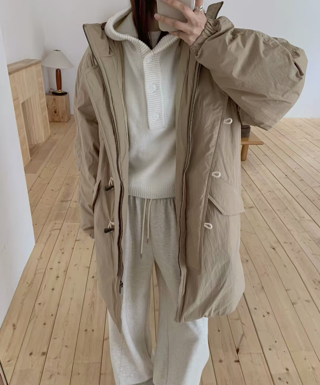 B46.日系感牛角釦鴨絨連帽外套