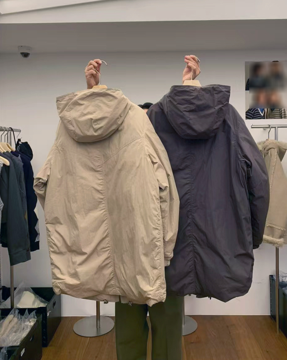 日系感牛角釦鴨絨連帽外套