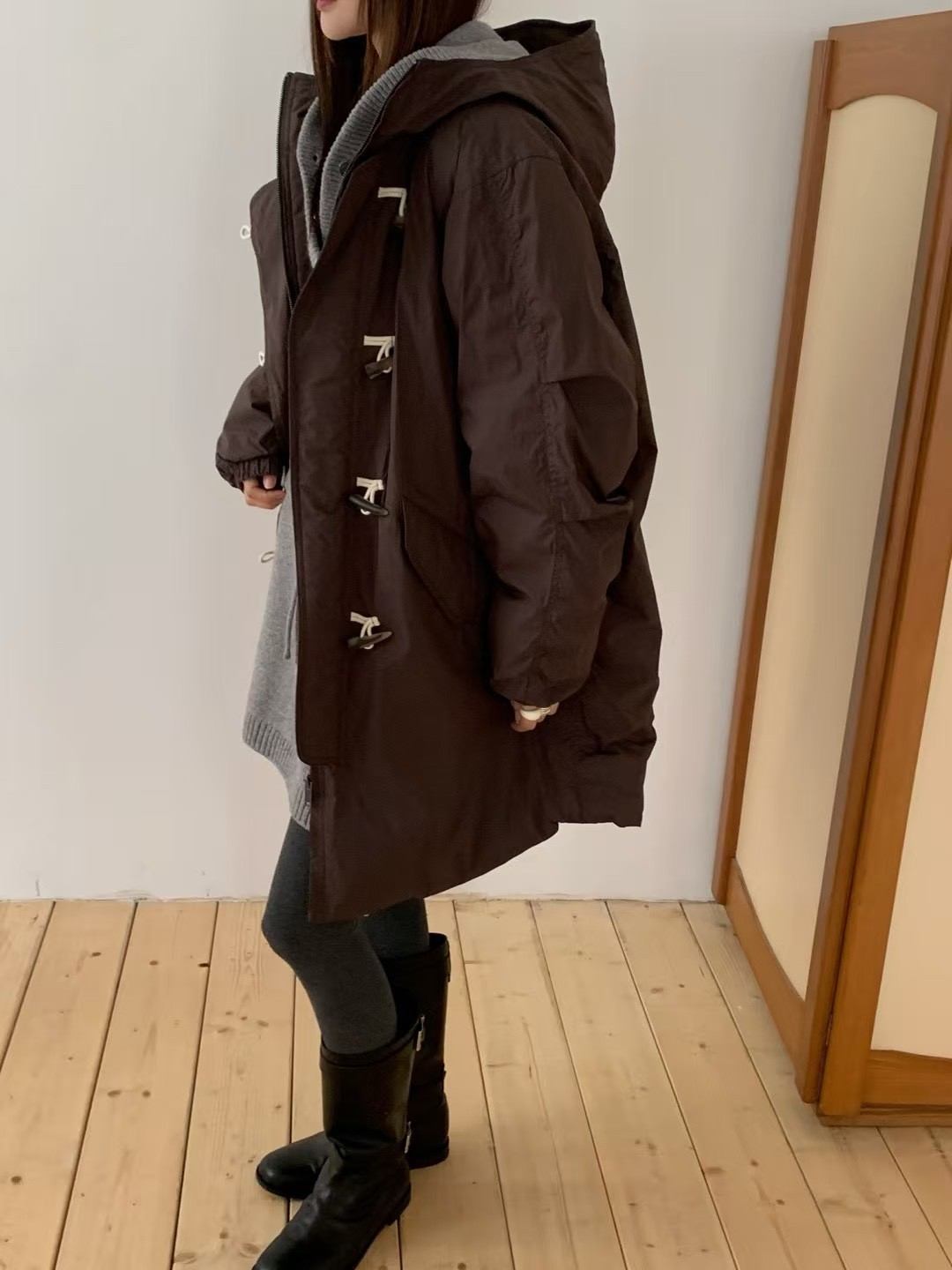 B46.日系感牛角釦鴨絨連帽外套