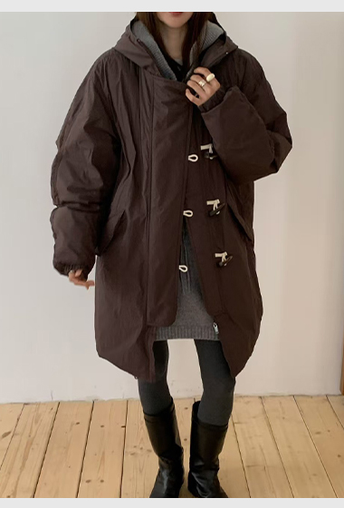 B46.日系感牛角釦鴨絨連帽外套