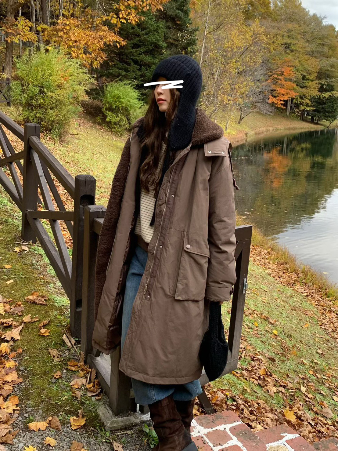 A83.人氣賞雪極光長版鴨絨連帽外套