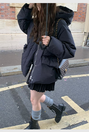 A82.馬卡龍女孩連帽鴨絨外套