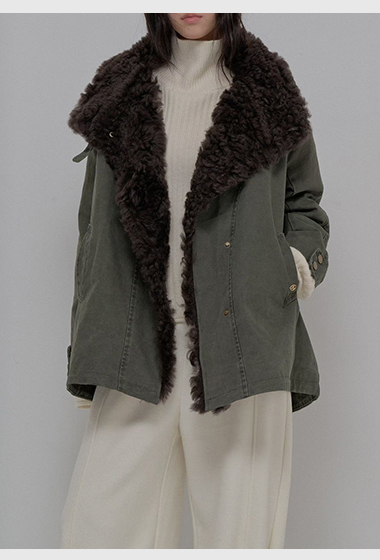 B57.玩雪卷卷羊毛率性鵝絨外套