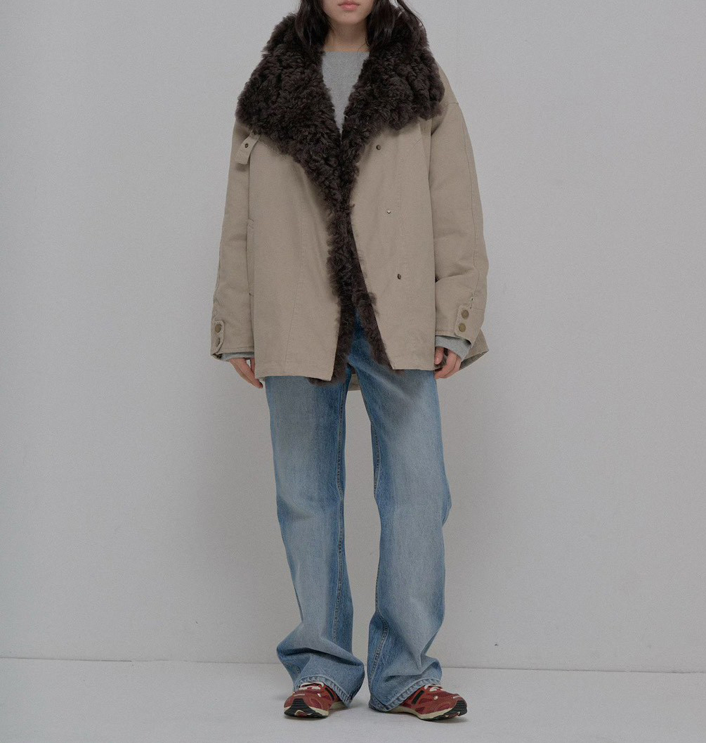 B57.玩雪卷卷羊毛率性鵝絨外套