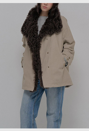 B57.玩雪卷卷羊毛率性鵝絨外套