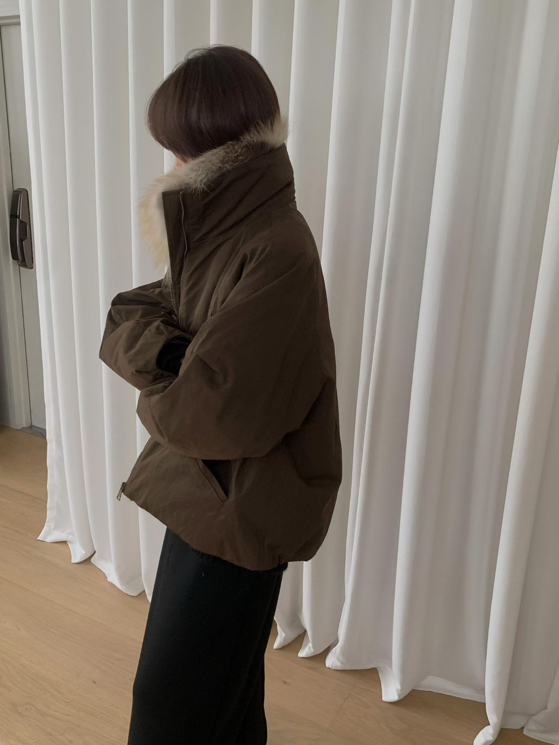 B58.澎湃狐狸毛毛領鵝絨外套