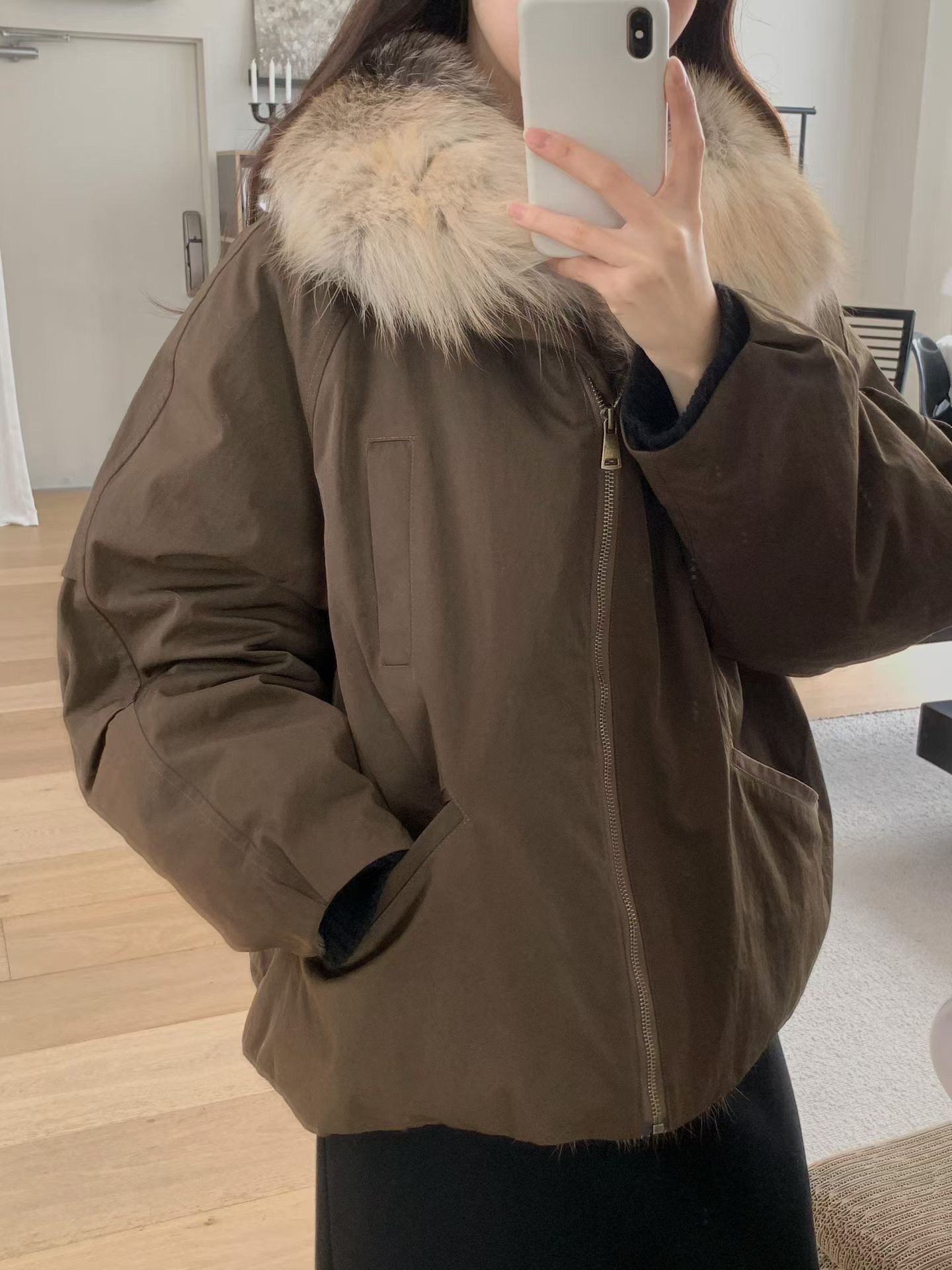 B58.澎湃狐狸毛毛領鵝絨外套