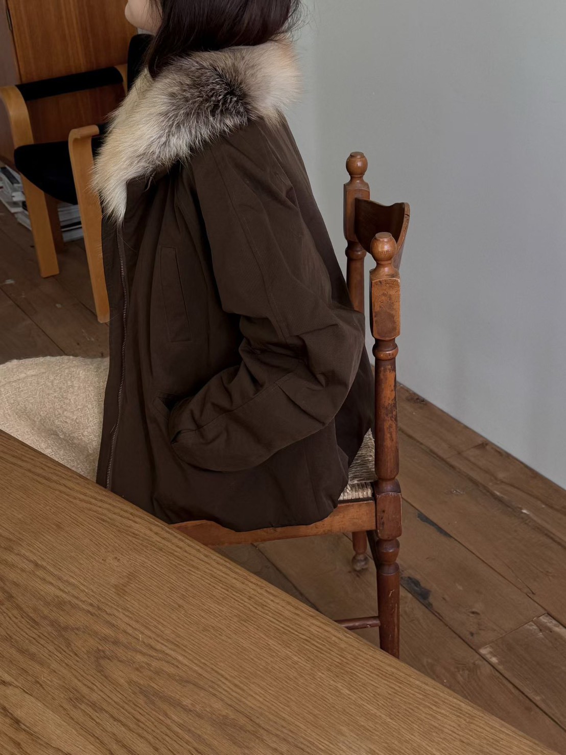 B58.澎湃狐狸毛毛領鵝絨外套