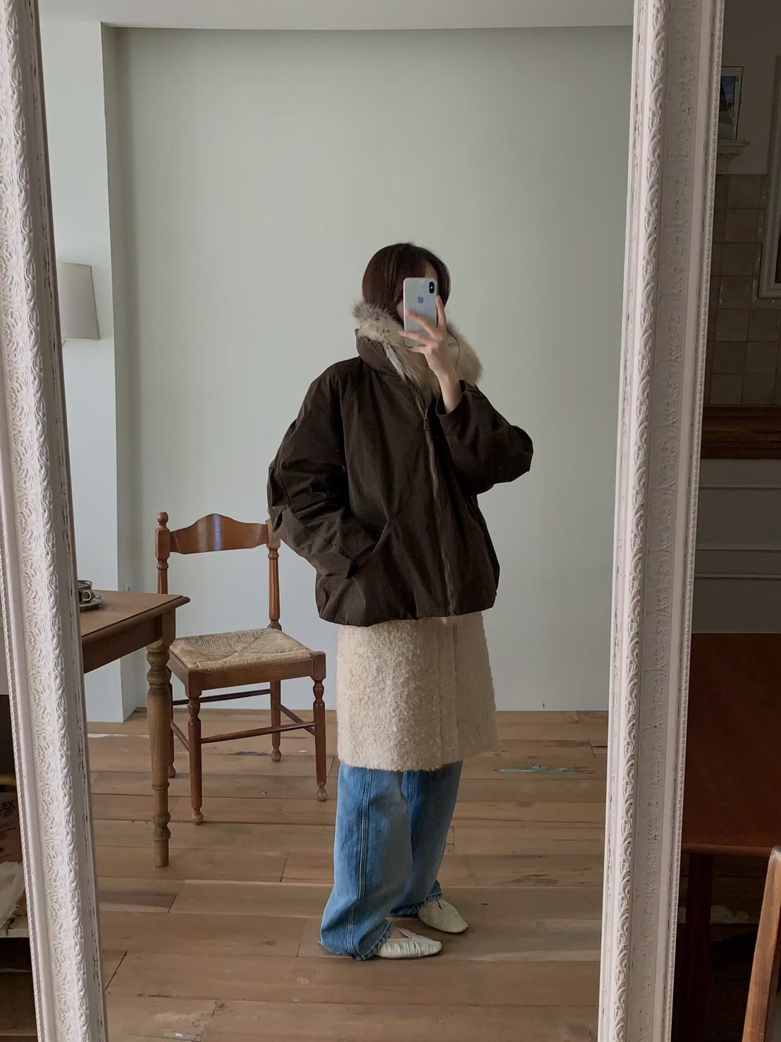 B58.澎湃狐狸毛毛領鵝絨外套