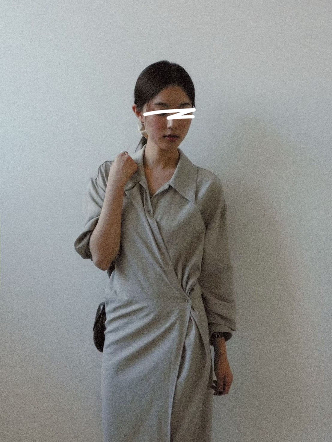 B51.質感家襯衫領側面收腰洋裝