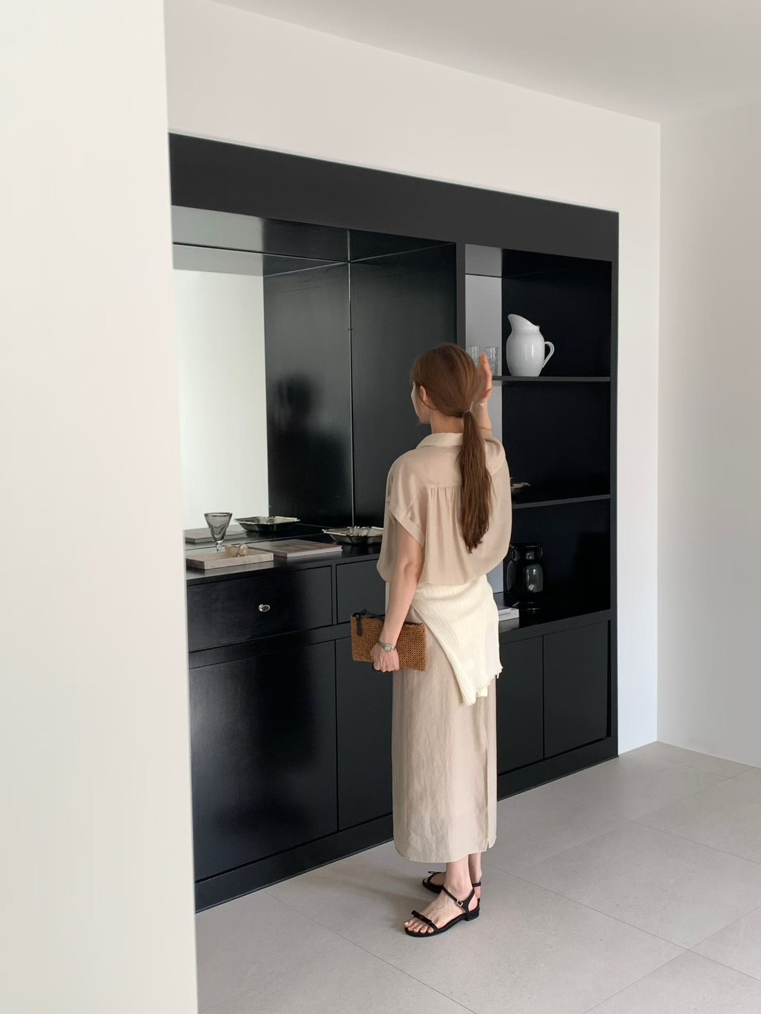 B38.光澤氣質襯衫領洋裝