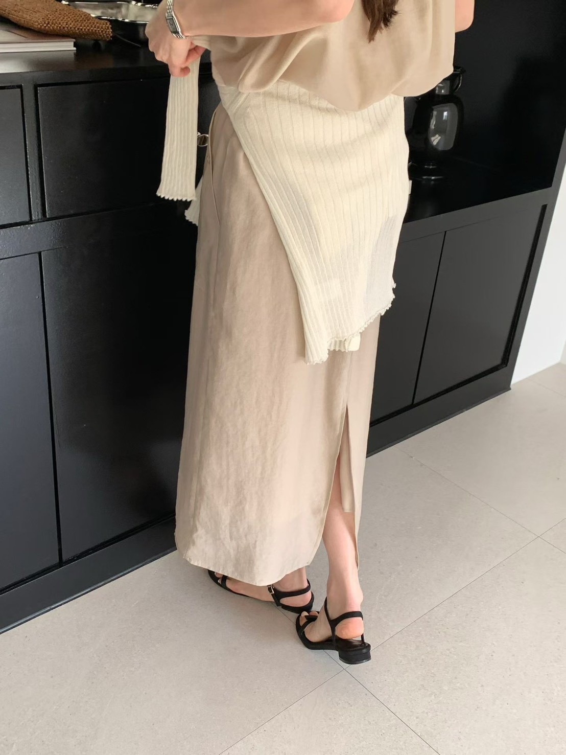 B38.光澤氣質襯衫領洋裝