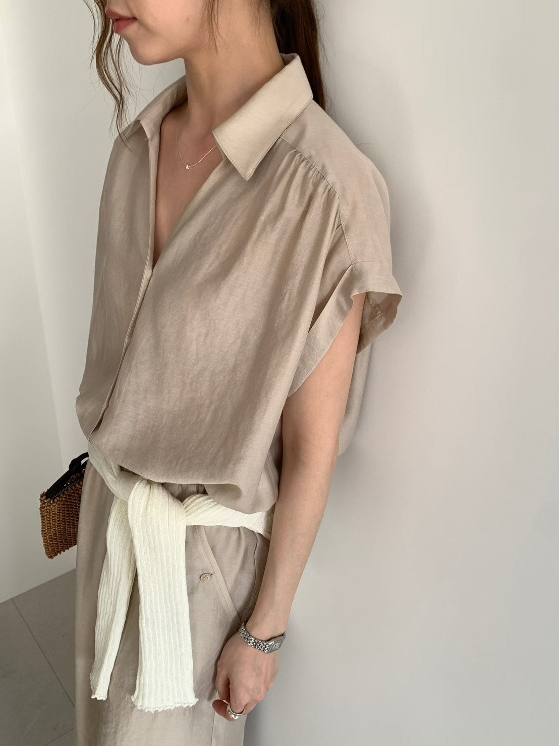 B38.光澤氣質襯衫領洋裝